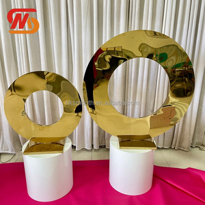 Centre de table de luxe SMOOTH Factory, support à fleurs circulaire en acier inoxydable doré brillant pour décoration de mariage - Product Image 3