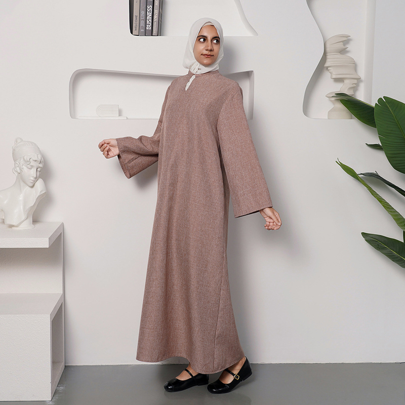 Muslim Women Colorblock Rhinestone Round Neck