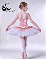 Robe de tutu de ballet professionnelle, corsage en velours rose, jupe en tulle, décorations en dentelle dorée, costume de performance de ballet pour compétition sur scène