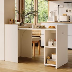 White <strong>Foldable</strong> <strong>Desk</strong> with Drawer and Storage Shelves. Compact Design Fits Home Office, Study, Gaming, <strong>Small</strong> Apartments Perfectly - Product Image 1