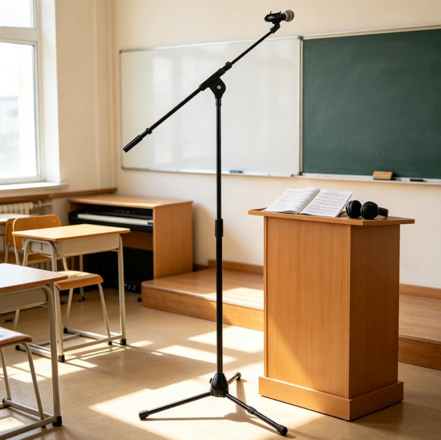 Professional Tripod Mic Stand Adjustable Height Floor Microphone Stand with Telescopic Boom Arm for Stage Studio Performance