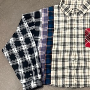 Chemise Streetwear Personnalisée Homme Oversize Manches Longues à Carreaux – Chemise en Flanelle Patchwork avec Panneaux Découpés et Cousus - Product Image 4