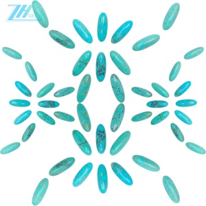 Turquoise naturelle de couleur bleue, forme ovale, taille 7*20mm, poids 2g, cabochon pour la fabrication de colliers ou de bagues, comme cadeau pour la famille, à usage multiple - Product Image 2