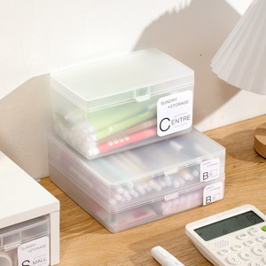 Plastic Desktop <b>Storage</b> <b>Box</b> Transparent Rectangle Covered <b>Small</b> Square Organizer For Office Desk Jewelry Card Holder - Product Image 1