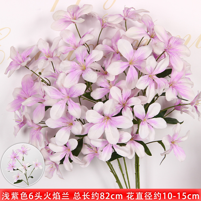 Branche d'orchidée flamme à 6 têtes violet clair