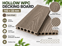 Planche de terrasse en WPC creuse 142x22mm, imperméable, résistante aux UV, dalles de terrasse en composite pour hôpital, jardin, parc extérieur