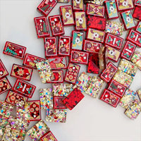 Tuiles de Mahjong américaines en acrylique artistique avec confettis colorés, motif en feuille d'or et dos pailleté épais