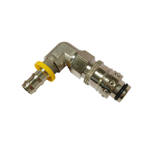 <span class=keywords><strong>Raccord</strong></span> coudé à 90° en laiton pour tuyauterie, à déconnexion rapide, à filetage français, à flux ouvert, autobloquant, avec connecteur cannelé - Product Image 2