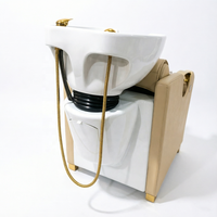 Fauteuil de lavage de luxe électrique réglable pour salon de coiffure avec bassin en céramique, pour soins capillaires et shampoing, station de salon