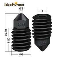 Buse d'imprimante 3D 0,2 MM/0,4 MM/0,6 MM/0,8 MM Taille Haute conductivité thermique Acier trempé Compatible IdeaFormer Bambu Lab X1/P1