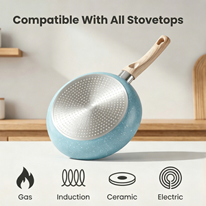 Ensemble de casseroles en aluminium avec revêtement en marbre antiadhésif, 8 pièces, LFGB, compatible avec la cuisson à induction, Conjunto De Panela Para Cozinhar - Product Image 4