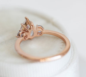 Elegante 925 argento Sterling agata di muschio verde e sale e pepe diamante Kite taglio anello di fidanzamento - Product Image 2