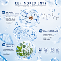 Masque facial en feuille de collagène coréen au peptide de cuivre bleu GHK-Cu, marque privée OEM ODM, anti-âge, hydratant, raffermissant, soin de la peau
