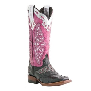 Chaussures western rétro personnalisées pour femmes, broderies, bottes de cow-boy, bout carré, cuir, talon épais, bottes western pour filles - Product Image 3