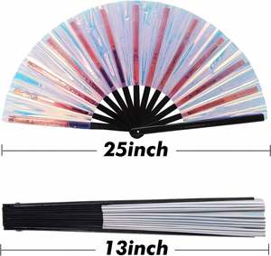 Éventail pliant artisanal personnalisé, grande taille, en bambou, portatif et pliable - Product Image 6