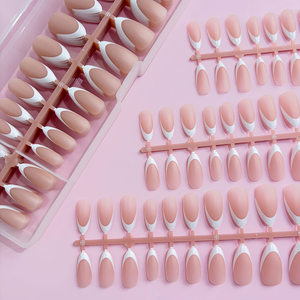 Beetles X Press Plus French Tips Press Nails 120 Pcs <span class=keywords><strong>Pastel</strong></span> Short Almond Pre-Designed Press-On Nails Primer Base Coat - Product Image 5