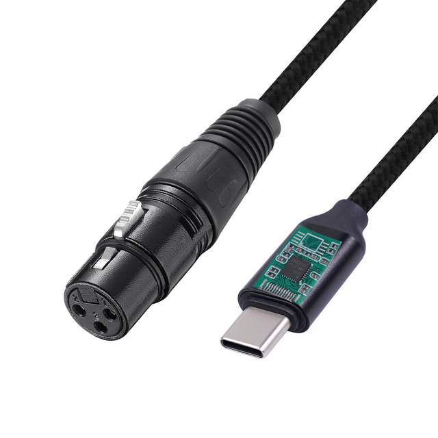 Black 3pin USB TYPE C to XLR Audio Cable Nylon Braid TYPE C to Microphone Recording Cable 1m 2m 3m Usb c to Xlr Cable