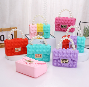 Sac à bandoulière en silicone multicolore Pop Fidget pour filles, mini sac à chaîne de perles, jouet sensoriel à bulles, porte-monnaie pour enfants, cadeau - Product Image 4