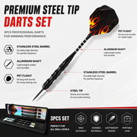 Fléchettes professionnelles personnalisables avec corps en acier, pointe en acier 95%, tige en aluminium, 26g, diamètre 6.5mm, emballage personnalisé 15040