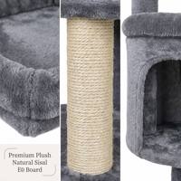 Arbre à chat d'intérieur robuste avec grand hamac et poteaux en sisal – Aire de jeu verticale peu encombrante pour maison multi-chats