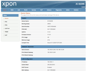 For Home Dual Band WiFi ZC-502WE XPON ONU 2GE Ports AC1200 RTL Chip GPON EPON FTTH <b>Modem</b> - Product Image 5