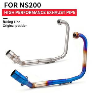 Tubo de escape para motocicleta <span class=keywords><strong>NS200</strong></span> Bajaj Pulsar <span class=keywords><strong>NS200</strong></span>, tubo intermedio de acero inoxidable de 51 mm con codo - Product Image 1
