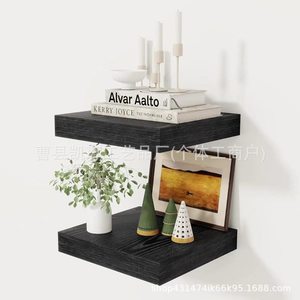 Solid wood corner <b>shelf</b>, wooden hanging book organizer for <b>bedroom</b>, living room, and bathroom. - Product Image 1