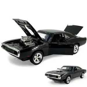 Metal Car Toy Collection 1:32 Scale Simulated Dodge Charger Diecast Car Model Pull Back Alloy Car with Sound&Light Cool for Gift