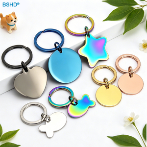 Placa de Identificación para Mascotas de Acero Inoxidable con Formas Mixtas de Corazón, Estrella, Círculo y Pez, Etiqueta Personalizada con Nombre de Perro, Regalo Estético de Joyería para Mascotas - Product Image 1