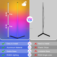 Lampe sur pied LED intelligente moderne pour salon et jeux, avec télécommande RGB et contrôle par application, synchronisation musicale, éclairage d'angle et minuterie