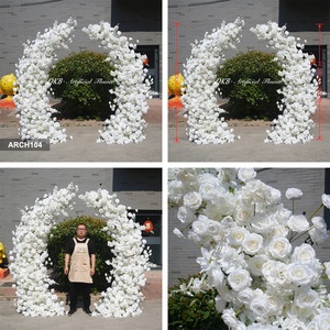 ซุ้มดอกกุหลาบสีขาวทำจากผ้าไหมเทียมใช้ตกแต่งซุ้มงานแต่งงานที่หรูหรา - Product Image 2