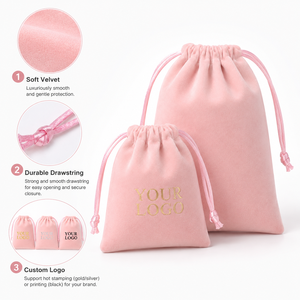 Velvet Drawstring Jewelry Pouches Multiple Sizes Custom Logo For Moissanite Watch Jewelry Eyewear Accessories Packaging - Product Image 2