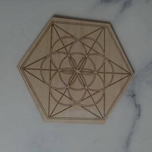 Panneau décoratif en bois à motifs géométriques hexagonaux, tableau de cristal, spiritueauté, sous-verre, panneau d'isolation thermique - Product Image 3