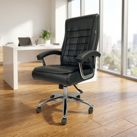 Chaise de bureau ergonomique pivotante moderne pour la maison et le bureau, avec accoudoirs chromés et appui-tête inclinable