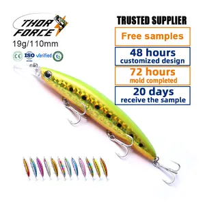 THORFORCE minnnow señuelo 110mm 19G 21g ABS plástico duro cebo atún señuelo flotante minnow fundición larga pesca Señuelos de Pesca