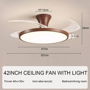 42'' Modern <b>Ceiling</b> <b>Fan</b> with light LED 3 Blades DC Motor <b>Remote</b> <b>Control</b> Flush Mount for Living Room - Product Image 2