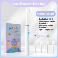 [Harga Pabrik] Sikat Gigi Elektrik Anak Sonic 95 Hari Daya Tahan Baterai, Desain Kartun Hippo, Tahan Air IPX7, Tipe-C, Dukungan OEM/ODM