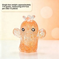 Cactus Squishy Scintillant, Forme Droite et Arrondie, 2 Bras Latéraux Inégaux, Paillettes et Confettis à l'Intérieur, à Presser, Cet Effet Calme
