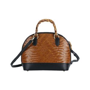 Chinese Style Bamboo Woven Tote Bag Handmade Cowhide Crossbody Bag Artistic Women's Bag Guizhou Origin - Product Image 5