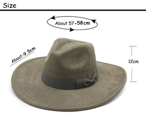 Chapeaux Fedora en feutre suédé à large bord, nouvelle collection, design tendance, pour hommes et femmes, vente en gros - Product Image 2