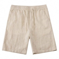 Shorts d'été gris en gaze de coton légers pour hommes, couleur unie, respirants, taille élastique avec cordon de serrage, coupe droite, cinq poches