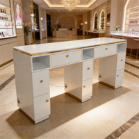 Table de manucure en bois LEXUSPACE LMT403 au design moderne, longueur personnalisable, avec collecteur de poussière pour salon de manucure