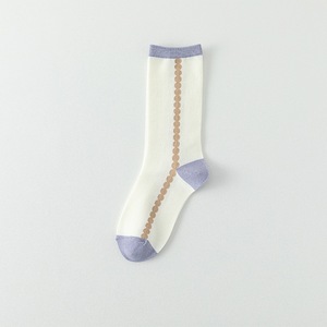 Calcetines de algodón a rayas en contraste para mujer, calcetines deportivos informales versátiles de estilo coreano, calcetines hasta media pantorrilla para primavera y otoño - Product Image 5