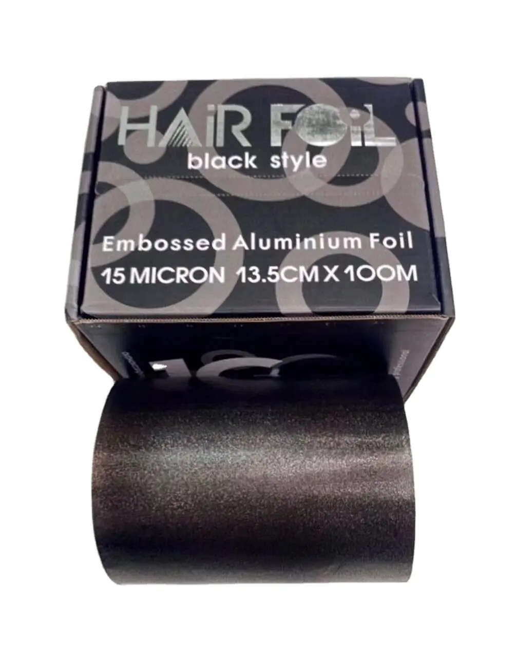 15micronx12.7cmx100m Embossed black color hairdressing aluminium foil roll for hair salon