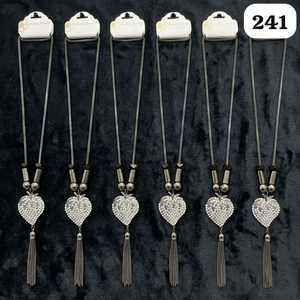 Collier long PingBling en alliage premium couleur canon de fusil, entièrement orné de cristaux, pendentif feuille, plaqué canon de fusil noir, multi-chaînes à pampilles pour femme - Product Image 3