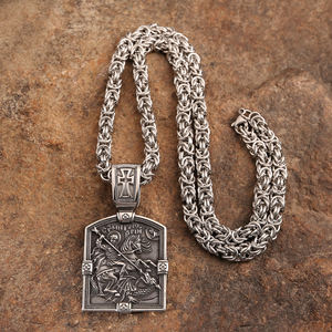 Joyería religiosa, collar de cadena de rey de acero inoxidable, collar cristiano para hombres, collar de Jorge San, joyería - Product Image 3