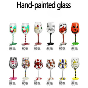 Copa de cristal pintada a mano personalizable 2024, diseño único, copas de vino con patrón de logotipo personalizado para vino tinto - Product Image 4