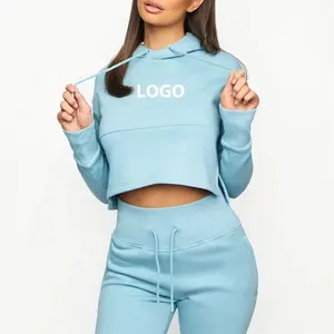 Custom Female Track suit Workout 2 Piece Jogger Pants Cropped Top Hoodies Sets 2022 Ladies Sweatsuit Luxury Tracksuit For Women