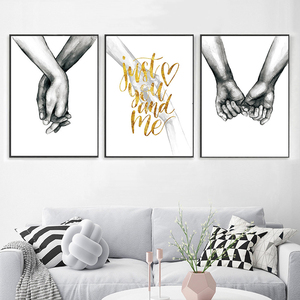 Quadro su Tela in Bianco e Nero con Mani Intrecciate, <span class=keywords><strong>Arte</strong></span> Murale, Poster e Stampe Nordiche per Soggiorno, Corridoio, Decorazione Casa - Product Image 5