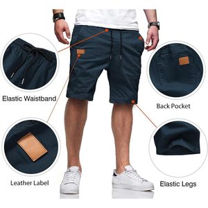 2025 pantalones cortos informales de sarga de algodón para hombre, pantalones cortos de compresión de baloncesto hasta la rodilla de 5 pulgadas, logotipos lisos teñidos - Product Image 3